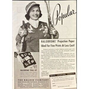 The Haloid Co. Halobrome Projection Paper "Ideal for Fine Prints" Print Ad 1941